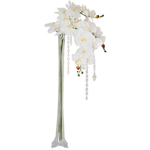 Vase Eiffel avec orchidées et suspension de cristaux